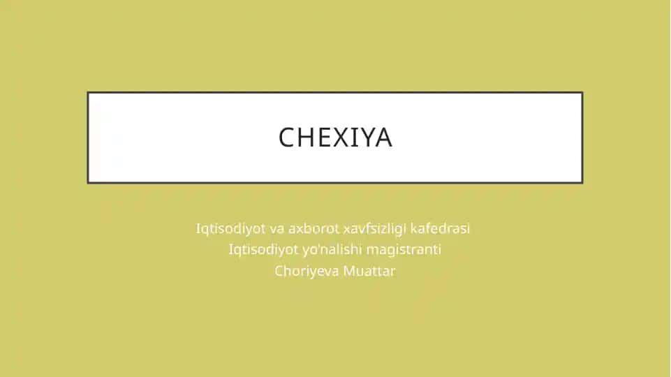Chexiya Iqtisodiyot va Axborot Xavfsizligi Kafedrasi