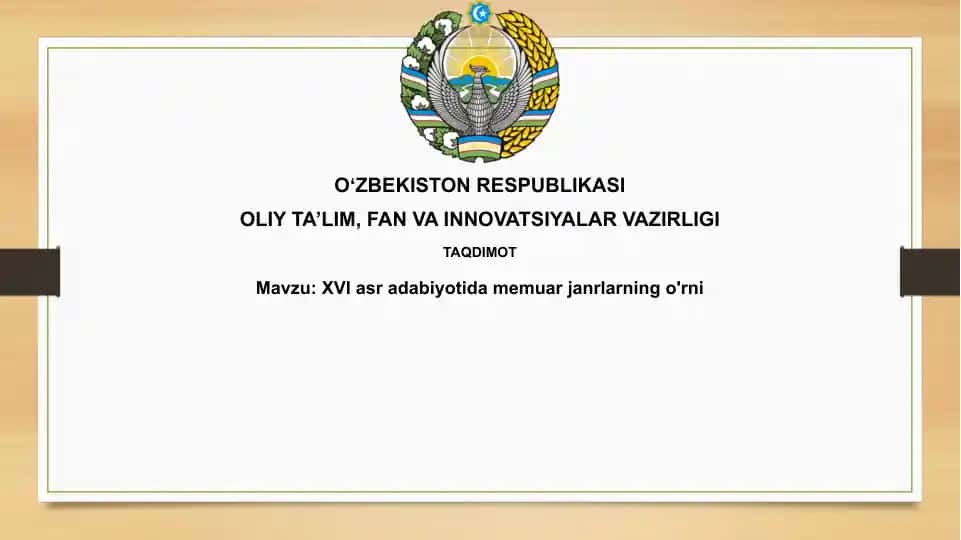 XVI asr adabiyotidagi memuar janrlari