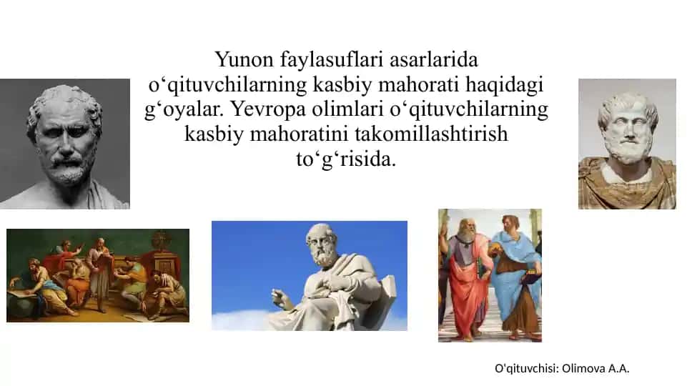 Yunon faylasuflari sarlaridan o‘qituvchilarning kasbiy mahorati