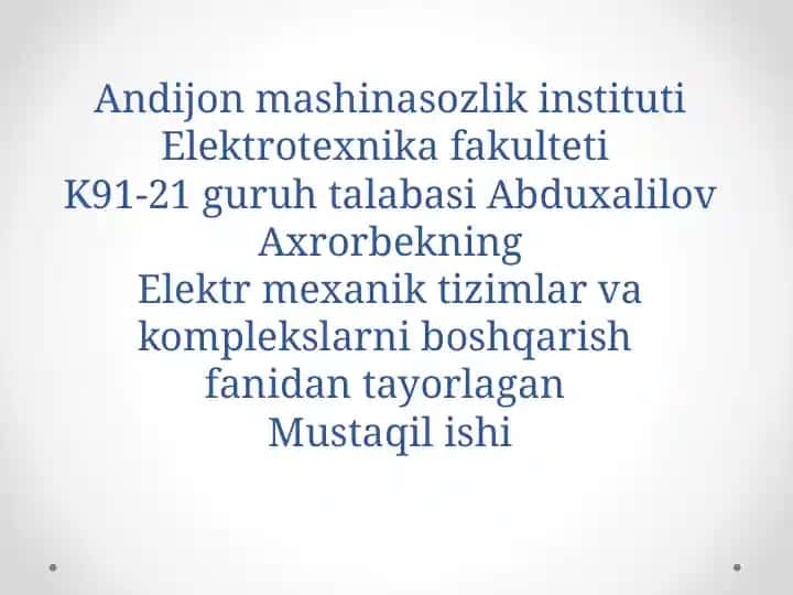 Zamonaviy boshqariluvchi o‘zgarmas tok o‘zgartgichlar