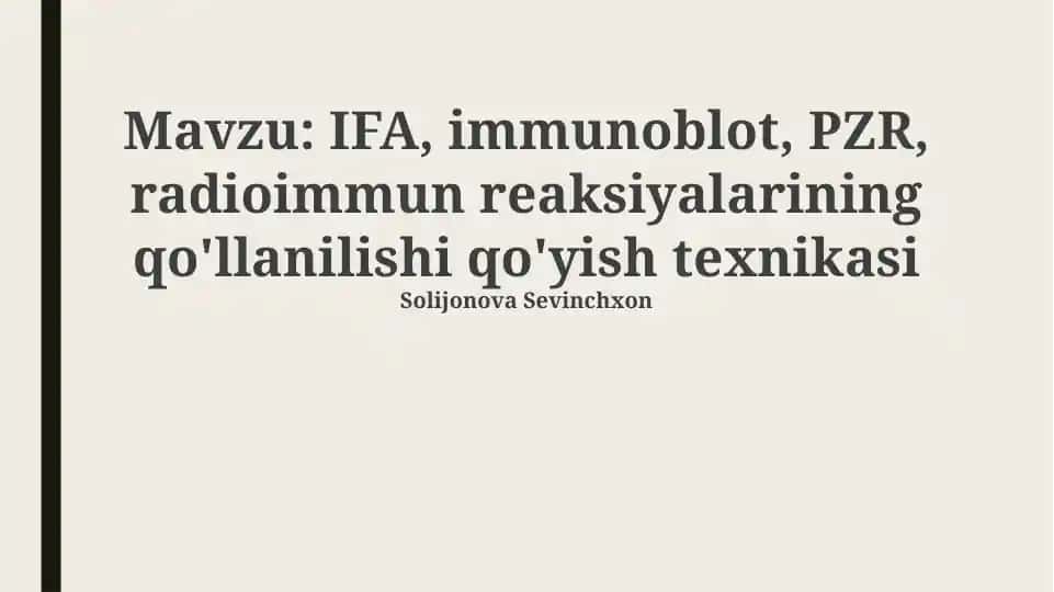 PCR Texnikasi va Qo‘llanilishi