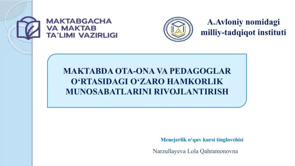Menejerlik o‘quv kursi tinqlovchisi