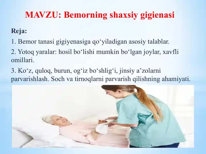 Bemorning shaxsiy gigienasi