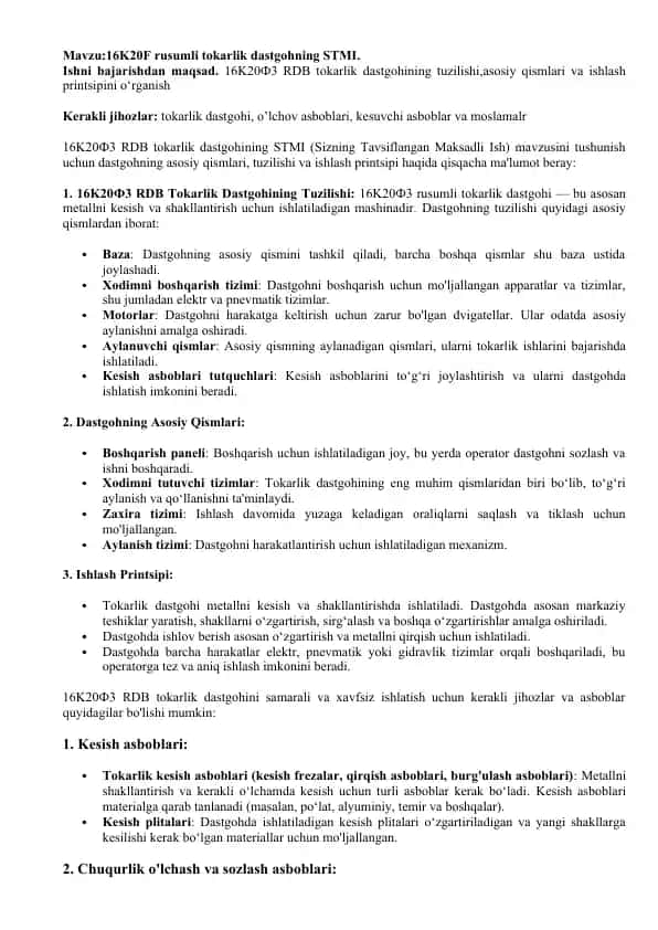 16K20Ф3 RDB Tokarlik Dastgohi