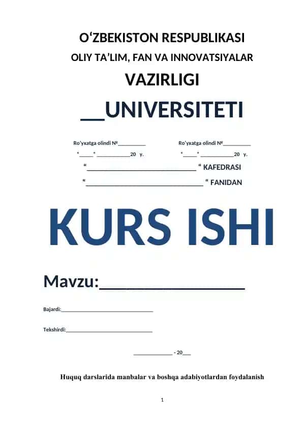 Huquq darslarida manbalar va boshqa adabiyotlardan foydalanish haqida kurs ishi