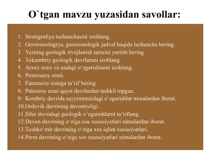 Geologik Davrlar haqida