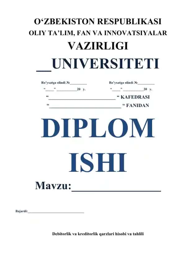 Debitоrlik va krеditоrlik qarzlari hisobi va tahlili