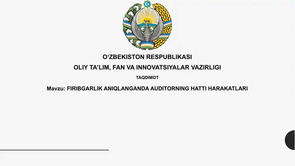 FIRIBGARLIK ANIQLANGANDA AUDITORNING HATTI HARAKATLARI