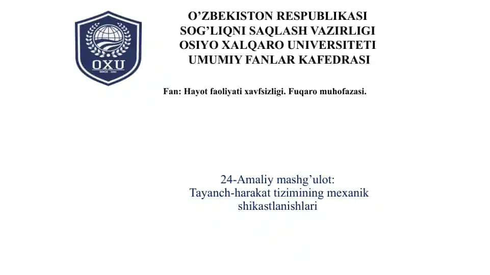 Tayanch-harakat tizimining mexanik shikastlanishlari