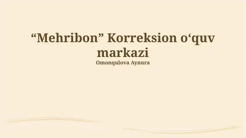 Mehribon Korreksion oʻquv markazi