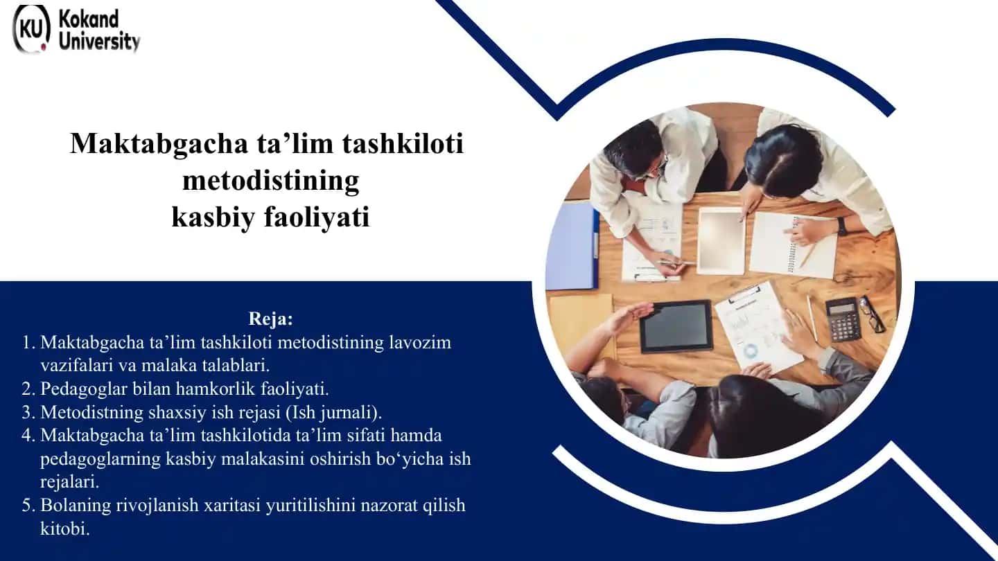 Maktabgacha ta’lim tashkiloti metodistining kasbiy faoliyati