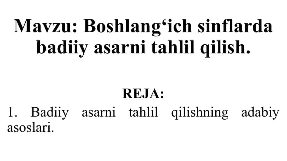 Badiiyasarni tahlil qilish