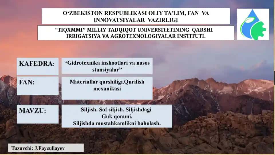 Gidrotexnika inshootlari va nasos stansiyalar