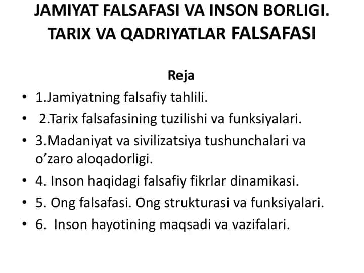 Jamiyat Falsafasi va Inson Borligi