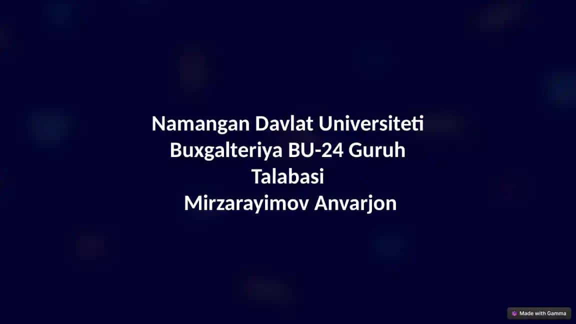 Ma'lumotlar Bazasi va Katta Xajmdagi Ma'lumotlar Bilan Ishlovchi Texnologiyalar