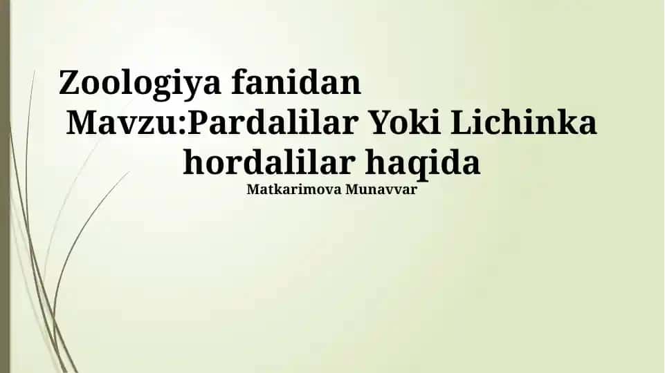 Pardalilar Yoki Lichinka hordalilar haqida