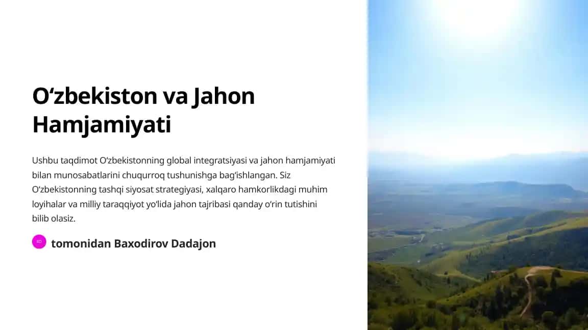 Oʻzbekiston va Jahon Hamjamiyati