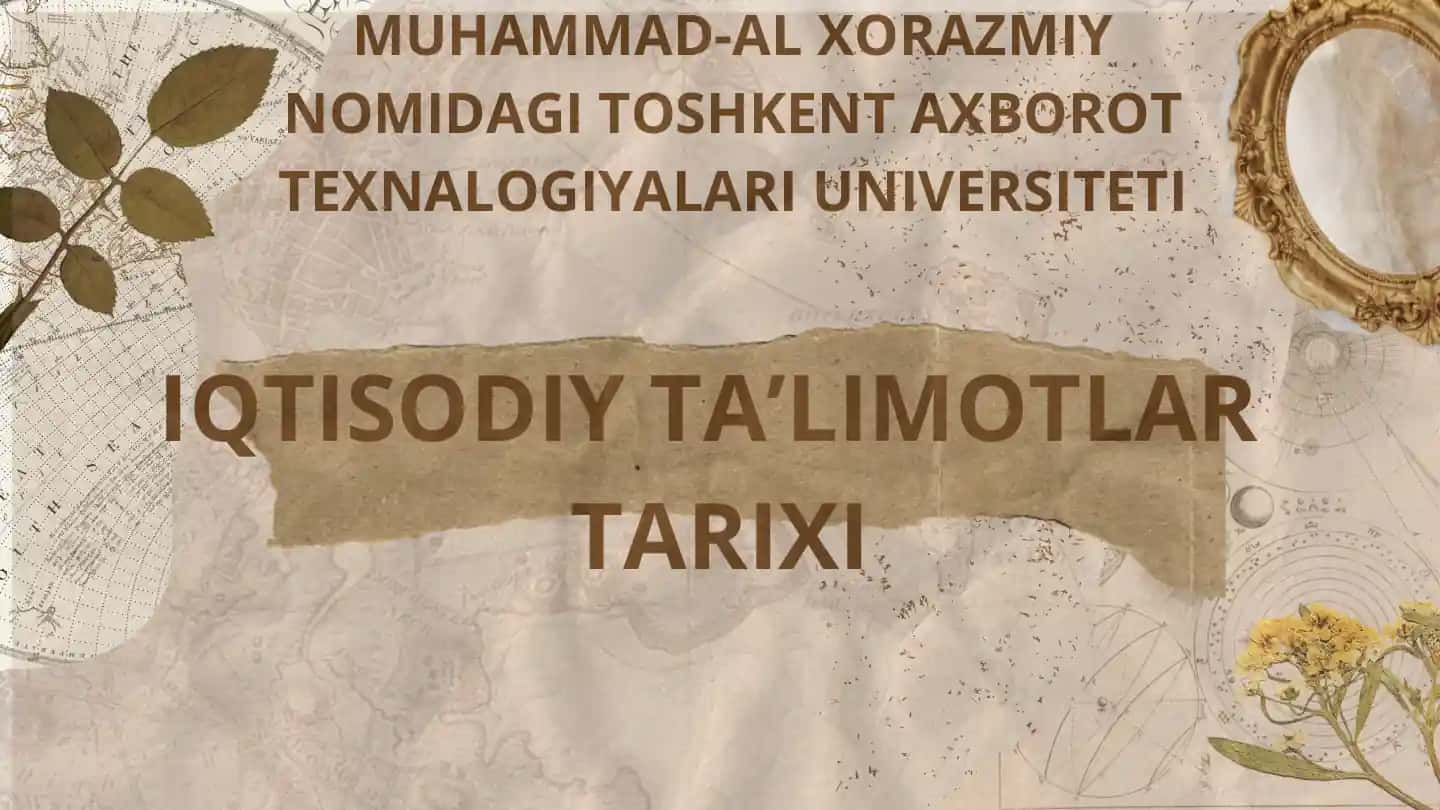 iqtisodiy ta'limotlar tarixi