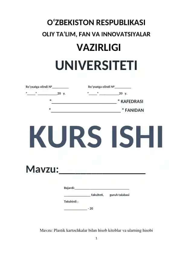 Plastik kartochkalar bilan hisob kitoblar va ularning hisobi