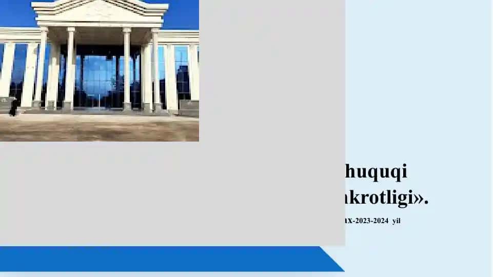 Biznes huquqisining subyektlarining bankrotligi