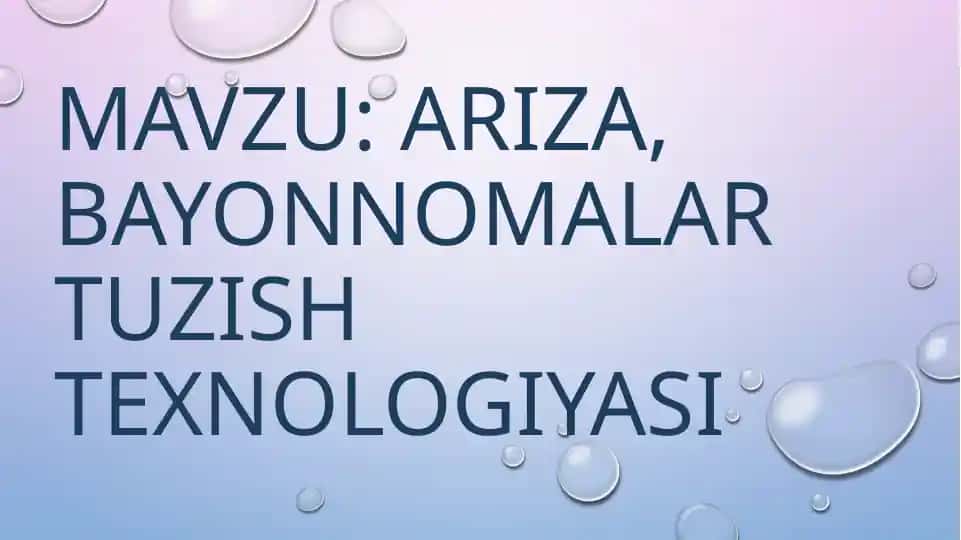 Bayonnomalar tuzish texnologiyasi