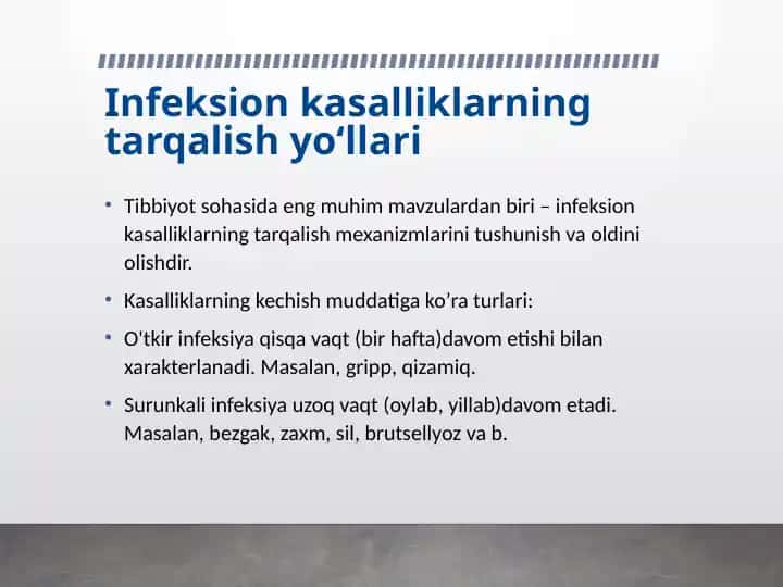 Infeksion kasalliklarning tarqalish yo‘llari