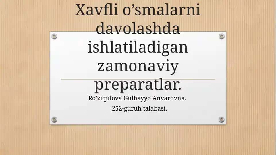 Zamonaviy kimyoterapiya preparatlari