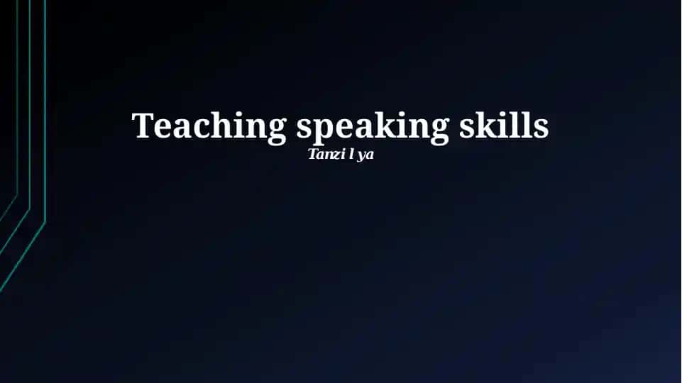 Teaching speaking skills