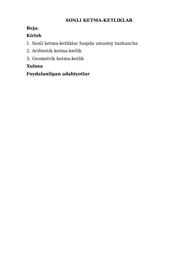 Sonli ketma-ketliklar