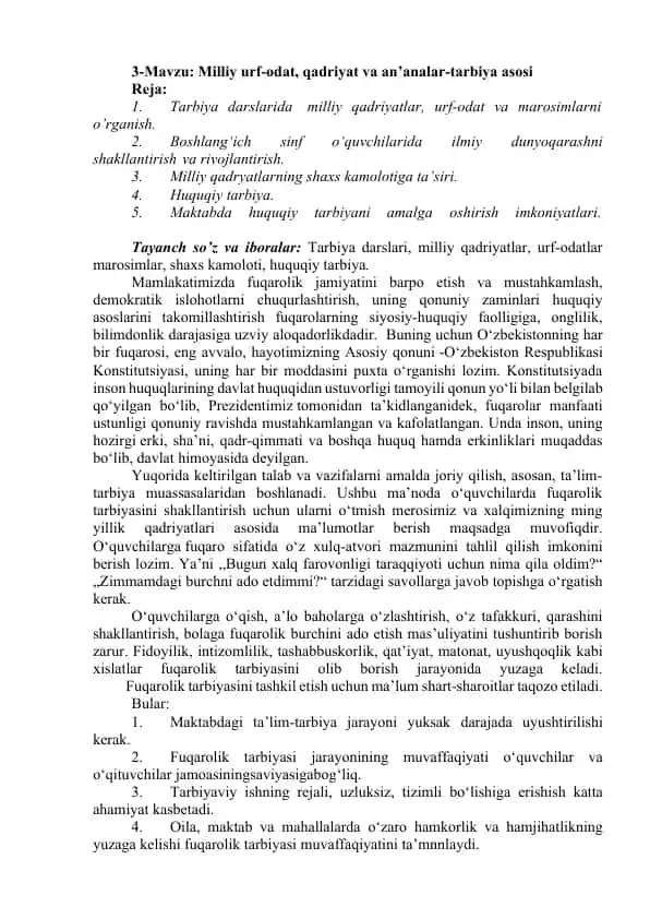 Huquqiy Tarbiya Qoidalari