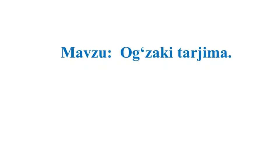 Og'zaki tarjima