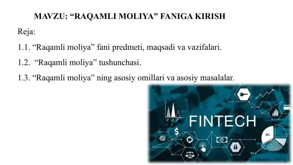 "RAQAMLI MOLIYA" FANIGA