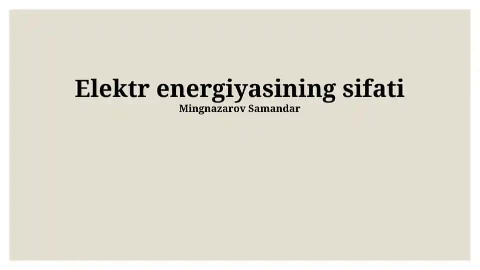 Elektr energiyasining sifati
