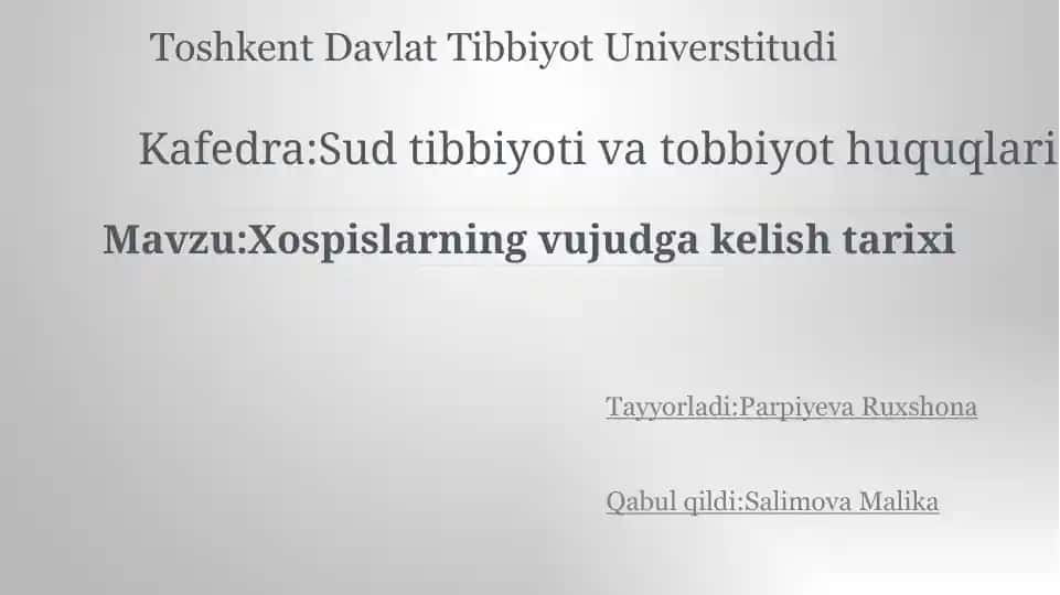Xospislarning vujudga kelish tarixi
