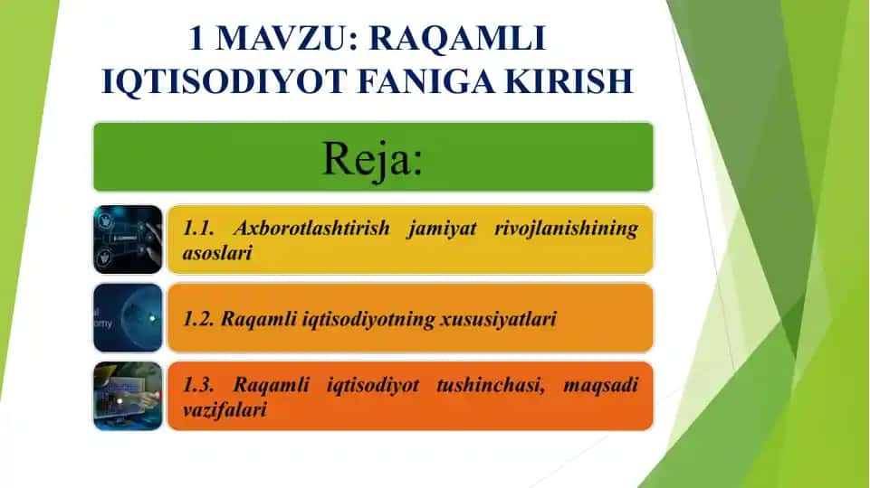 Raqamli iqtisodiyot faniga kirish