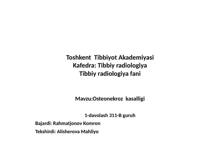 Osteonekroz kasalligi