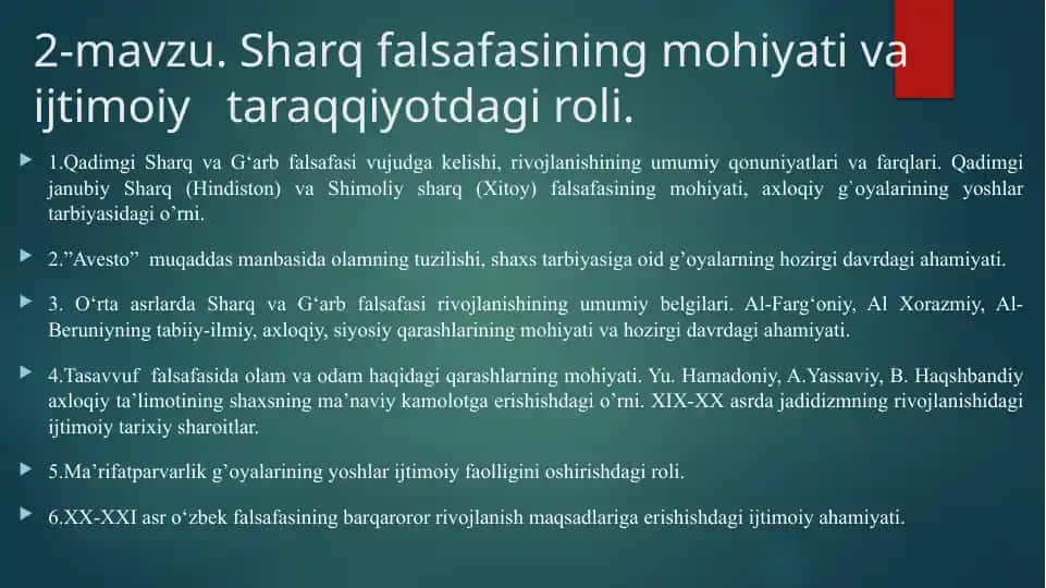 Qadimgi Sharq va G‘arb falsafasi