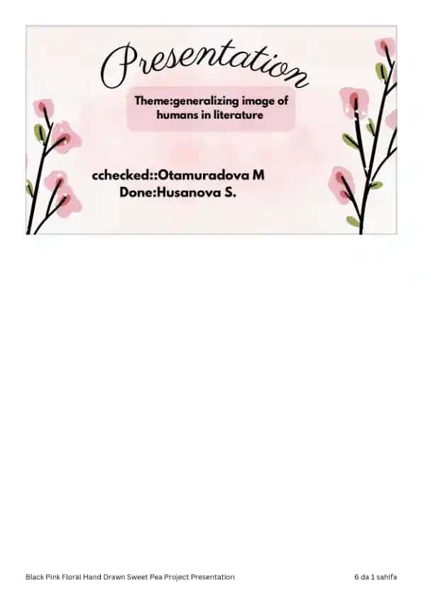 Black Pink Floral Hand Drawn Sweet Pea Project Presentation