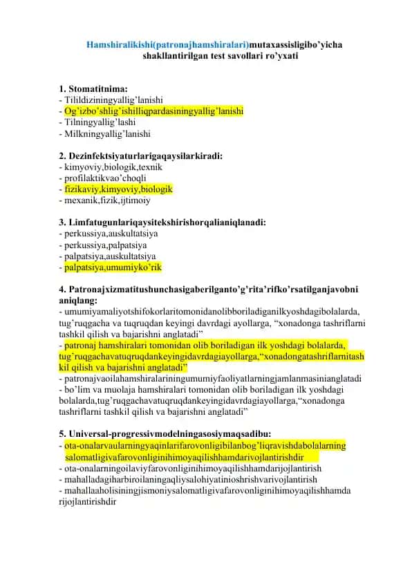 AGROS MED Patronajlar test javoblari 500ta