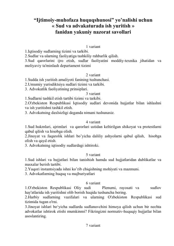 Sud va advokaturada ish yuritish