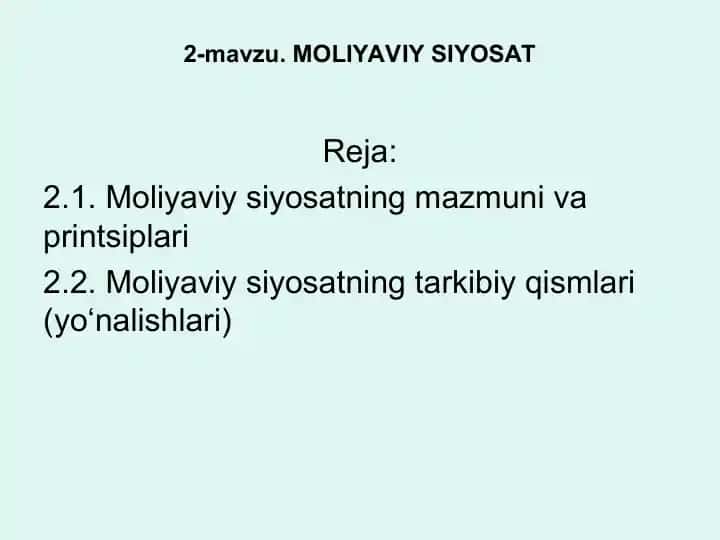 Moliyaviy siyosat