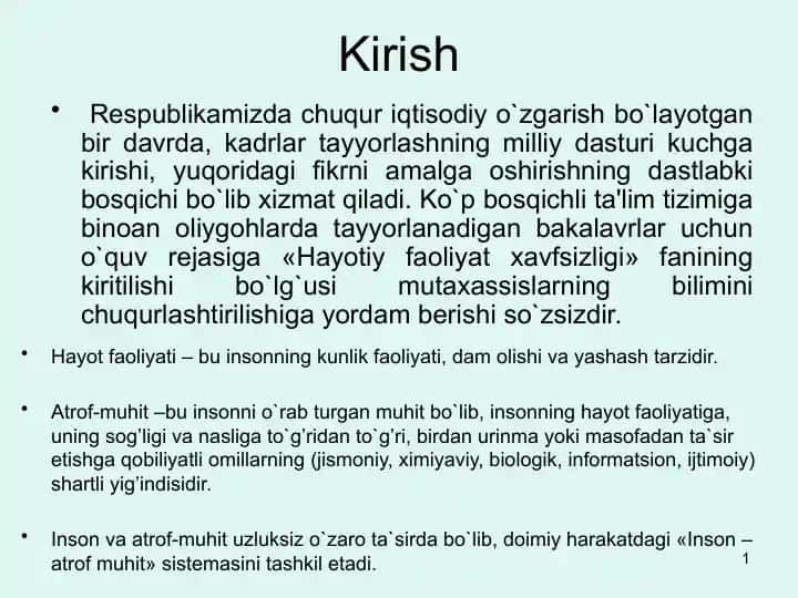 Hayotiy faoliyat xavfsizligi