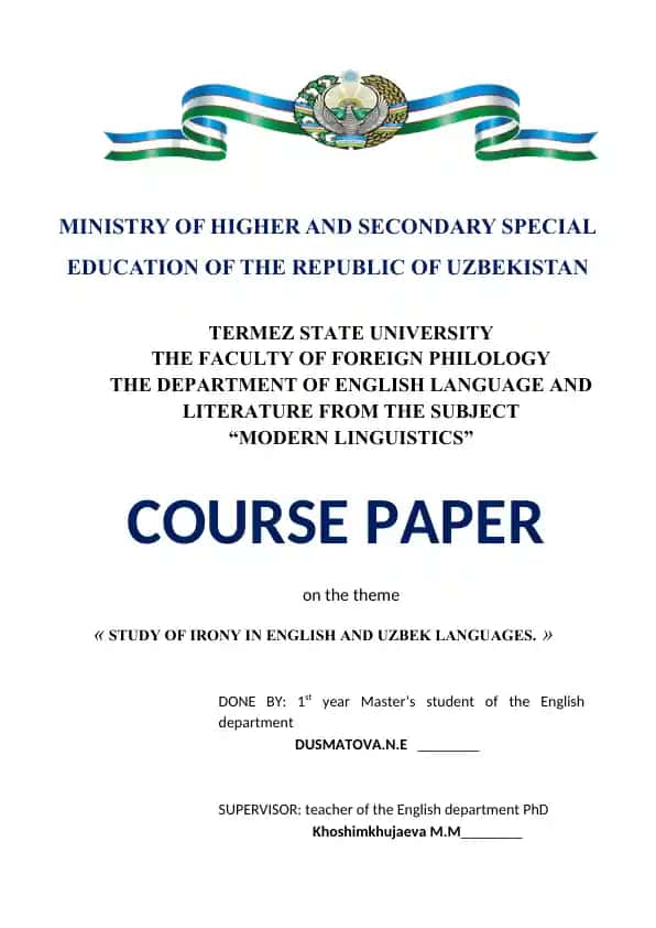 Study of Irony in English and Uzbek Languages