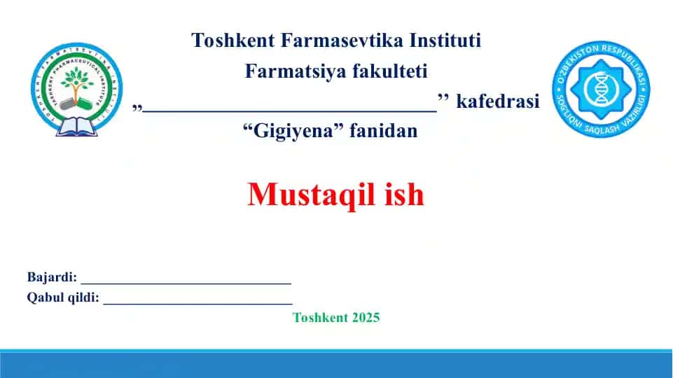 12. Farmasevtika sohasida qo’llaniladigan suvni tayyorlash bosqichlari va toza suvni saqlash tartibi. Taqdimot 10 bet