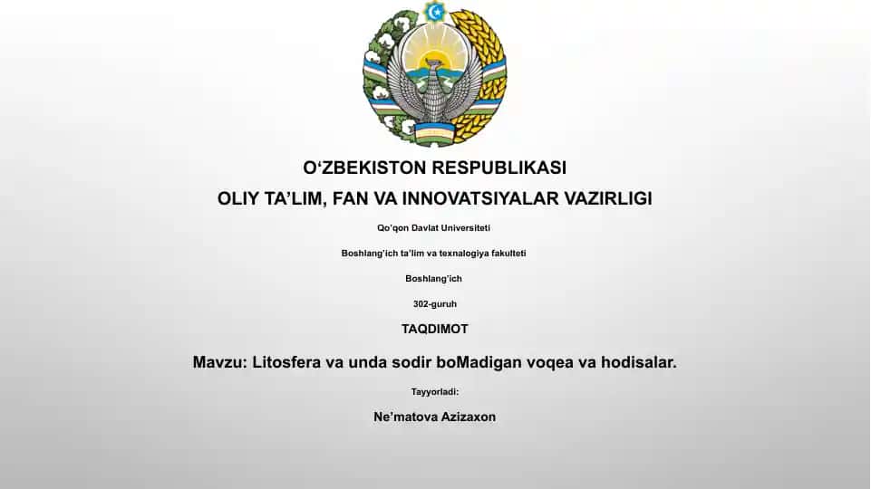 Litosfera va unda sodir boMadigan voqea va hodisalar