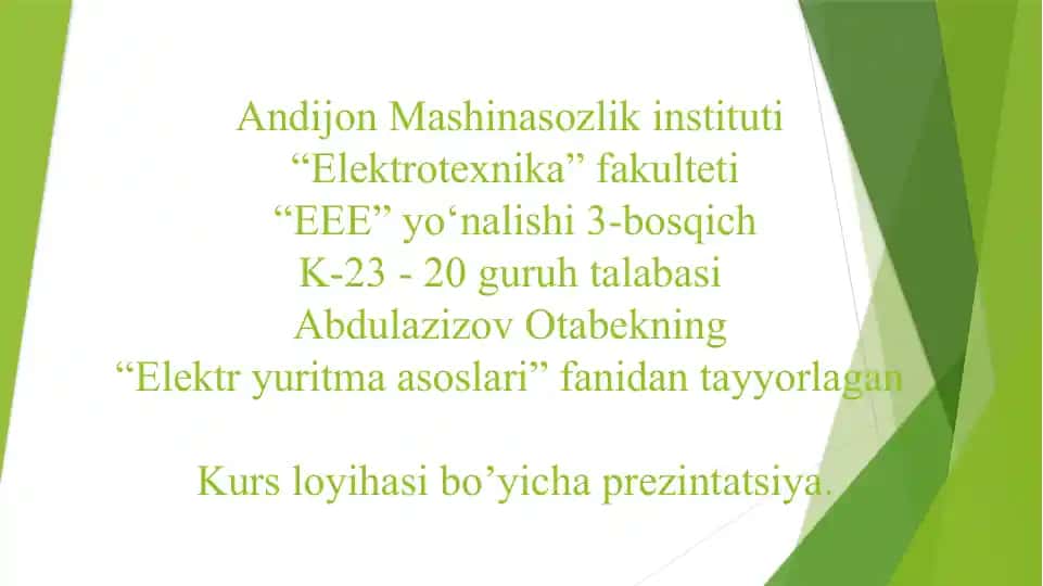 Elektr yurutma kurs loyihasi