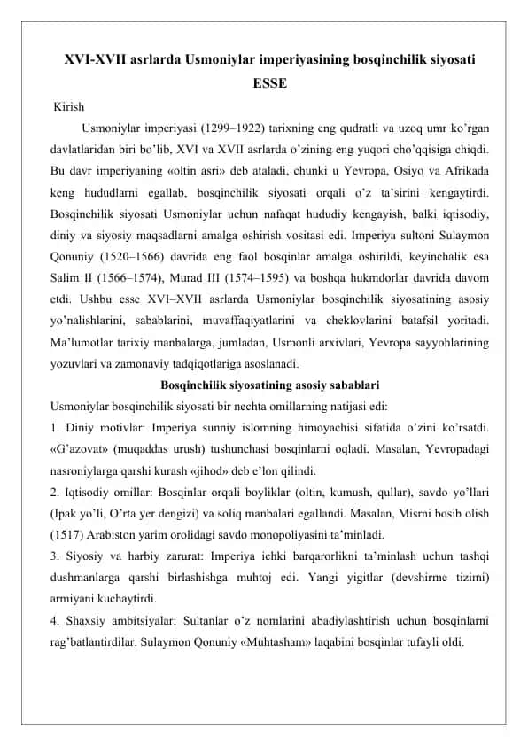 Bosqinchilik siyosati