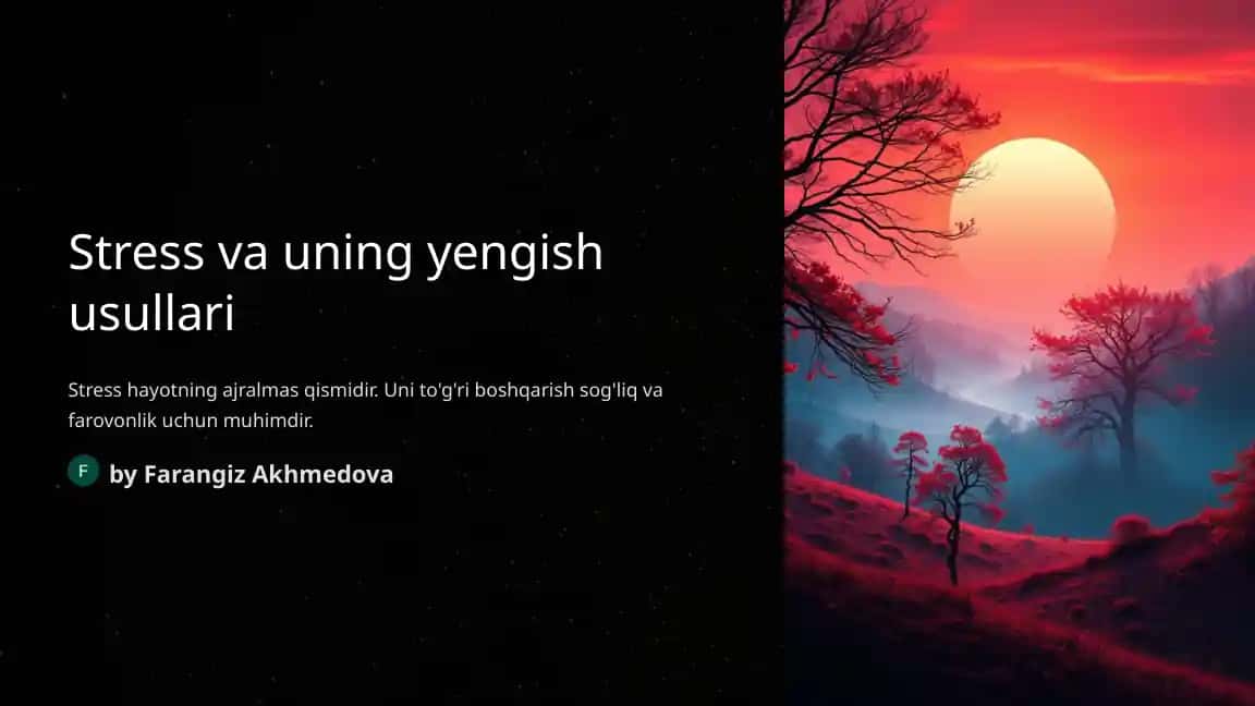 Stress va uning yengish usullari