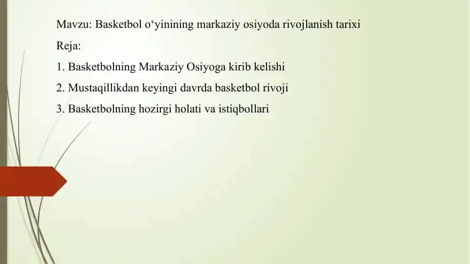 Basketbol o‘yinining markaziy Osiyoda rivojlanish tarixi