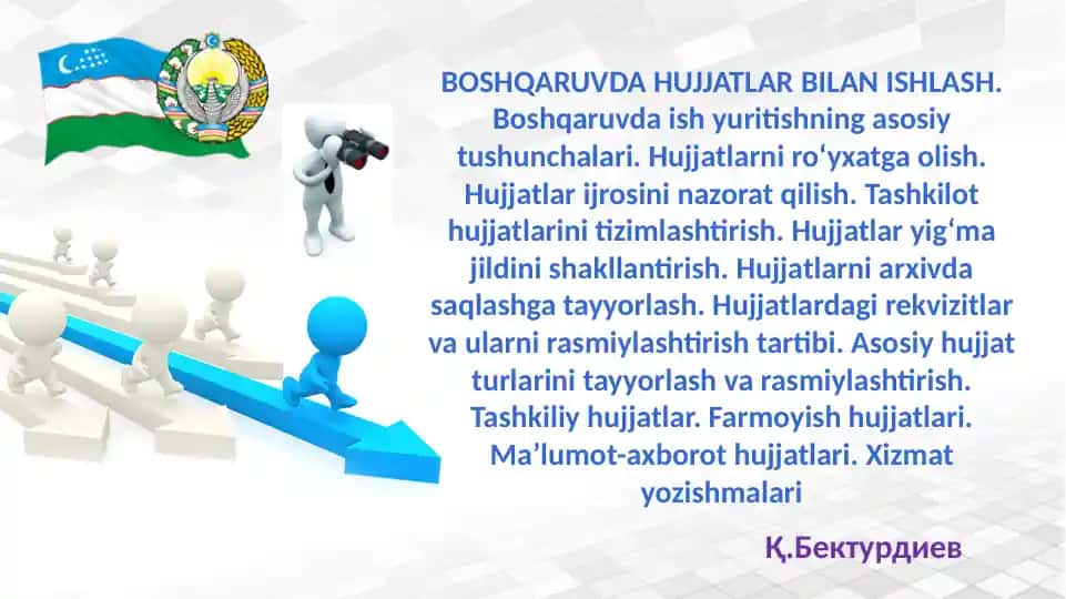 BOSHQARUVDA HUJJATLAR BILAN ISHLASH